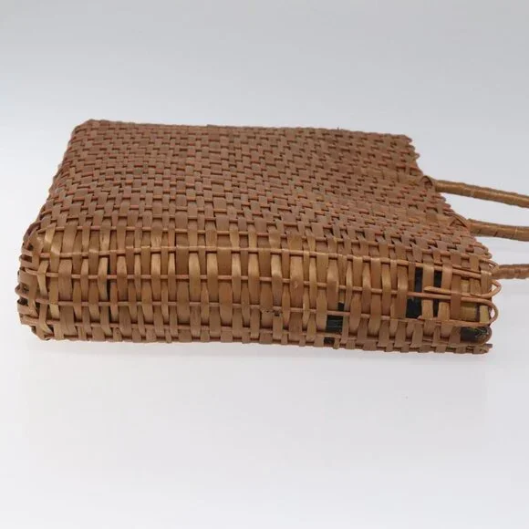 FENDI Straw Hand Bag Raffia Brown Auth mr1096